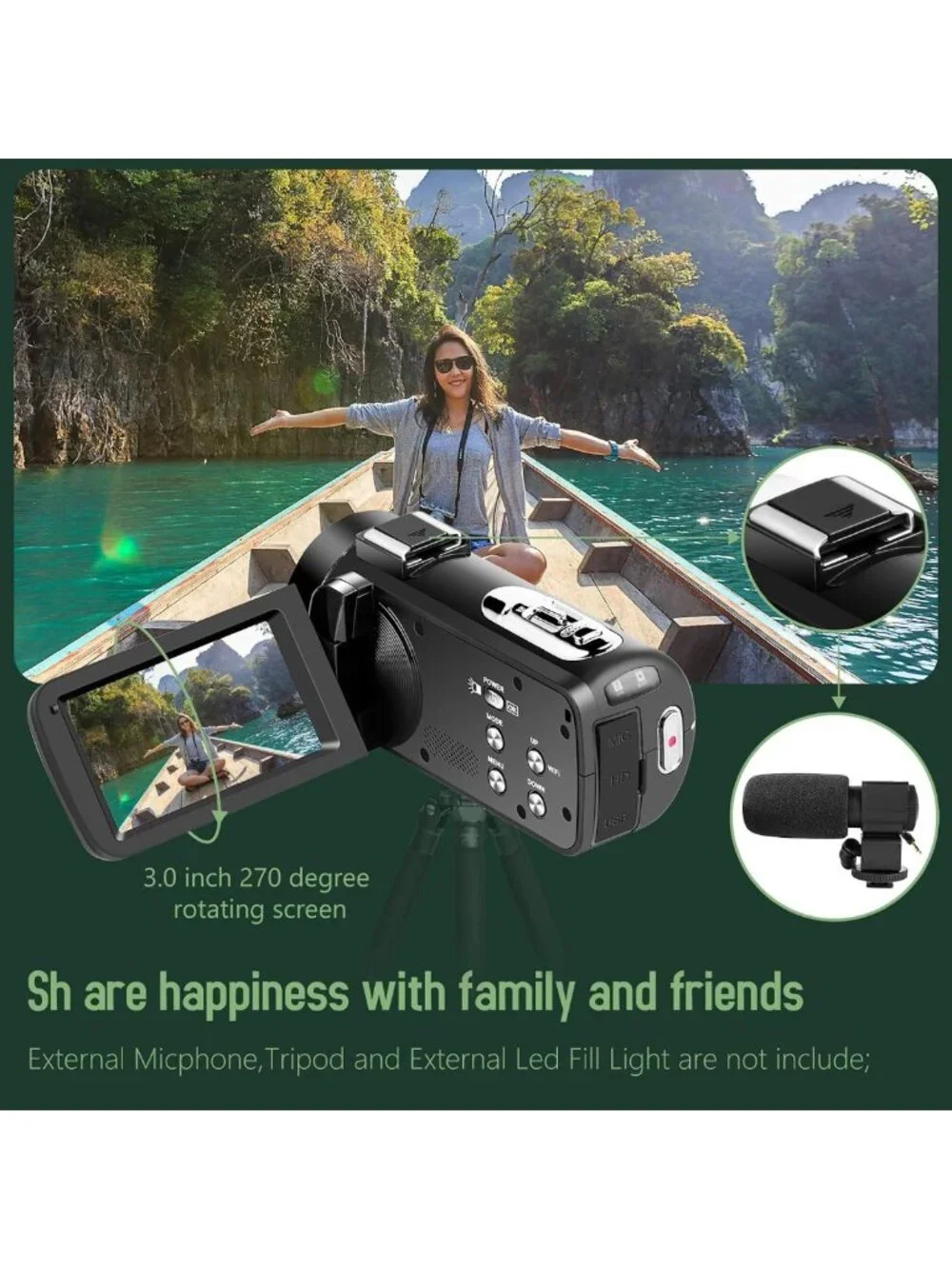 48MP 2.7K Camcorder with 16X Zoom, 3